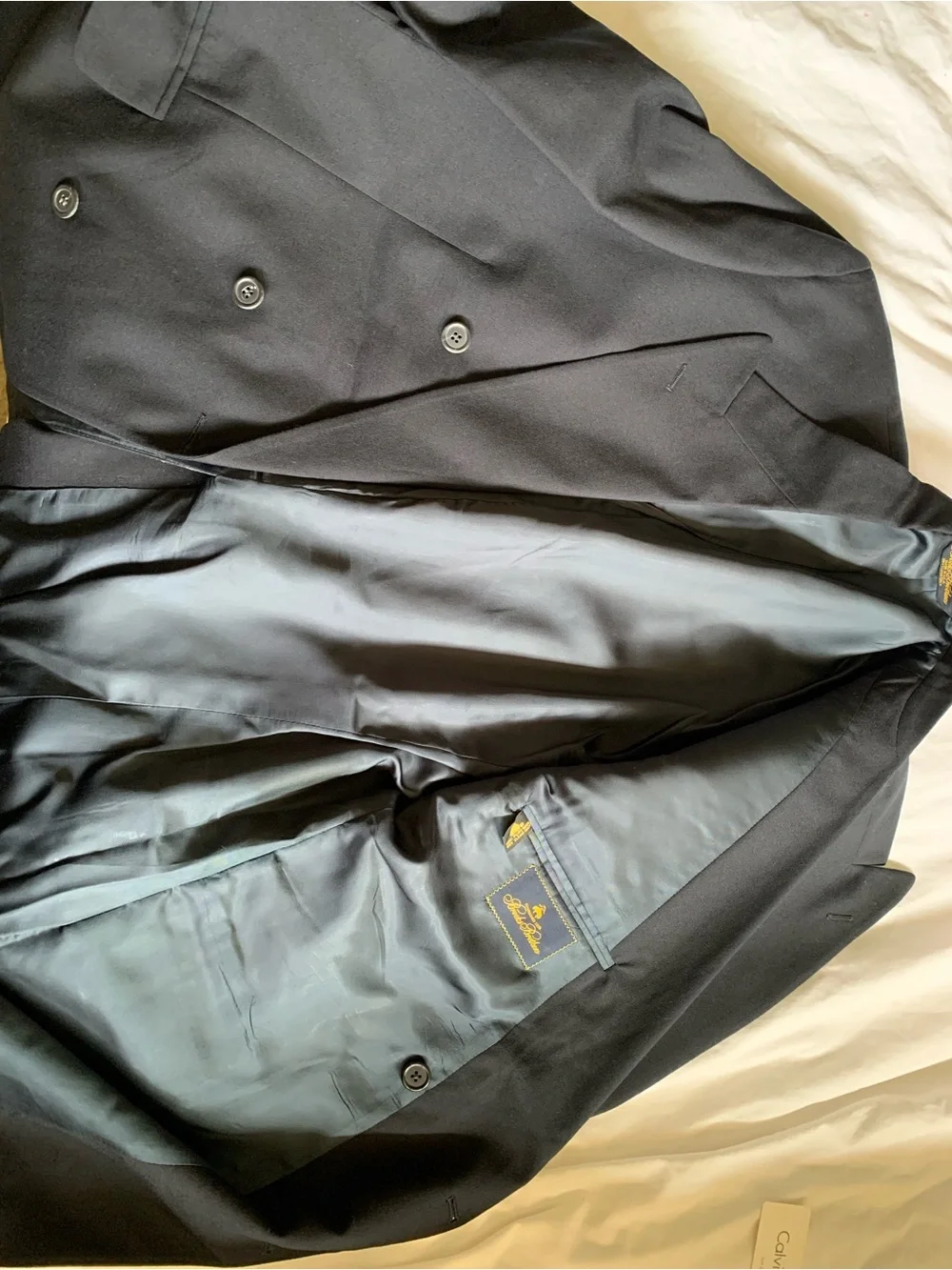 Brooks Brothers Double Breasted Black Blazer with Gold Logo Patch